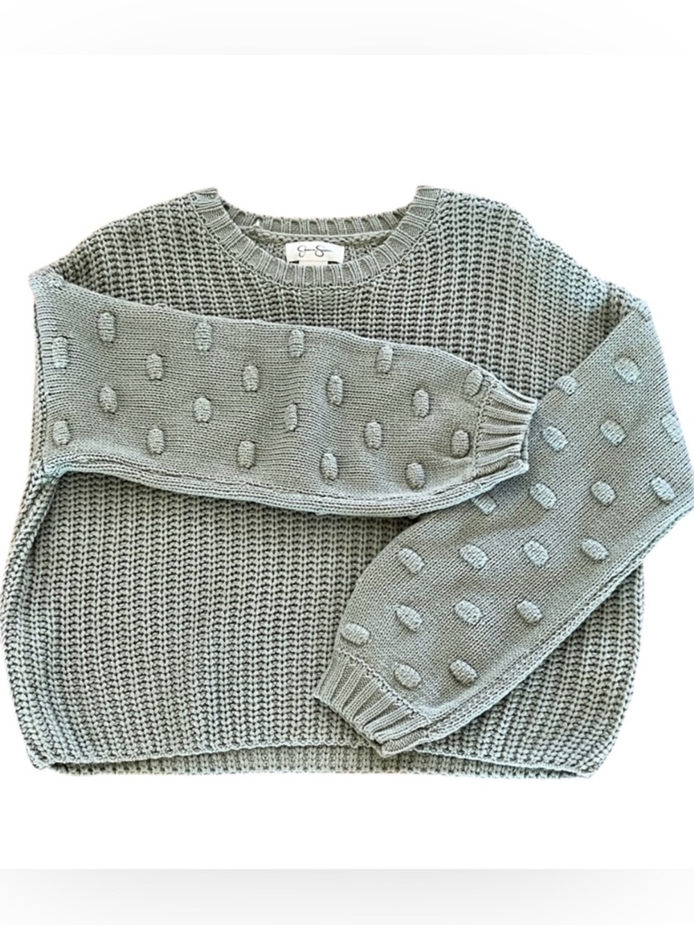 Jessica Simpson Textured Cropped Women’s Knit Sweater - Sage - Oversized Medium